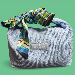 Kate Spade Light Blue Cosmetic Cloth Bag with Multicolor Scarf